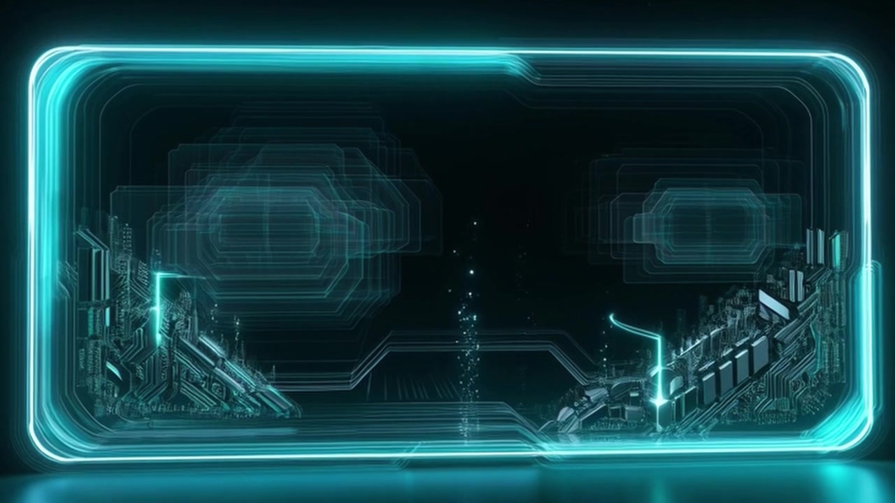 Futuristic Digital Interface with Glowing Circuitry and Data Particles
