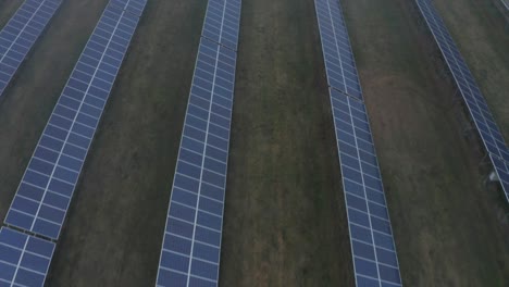 solar panel photovoltaic farm on cloudy and foggy day
