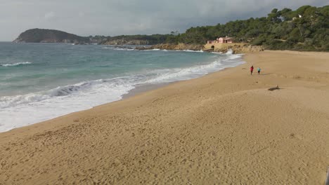 aerial images with drone of the castell beach in palafrugell girona european tourism