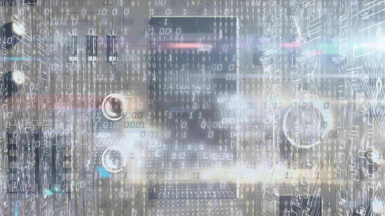 animación de la caída del procesamiento de datos digitales sobre un fondo gris