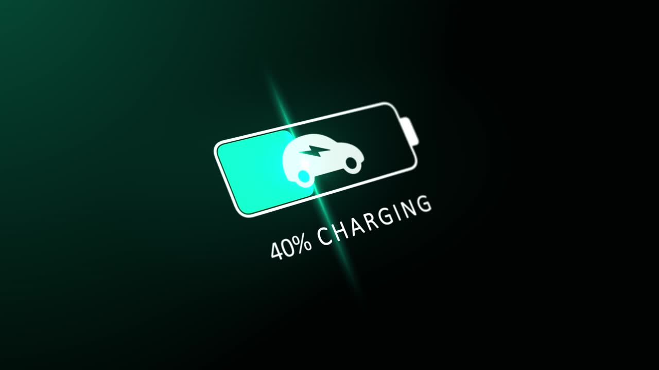 Battery charging connecting electric car blue background animation smart and ecofriendly transport