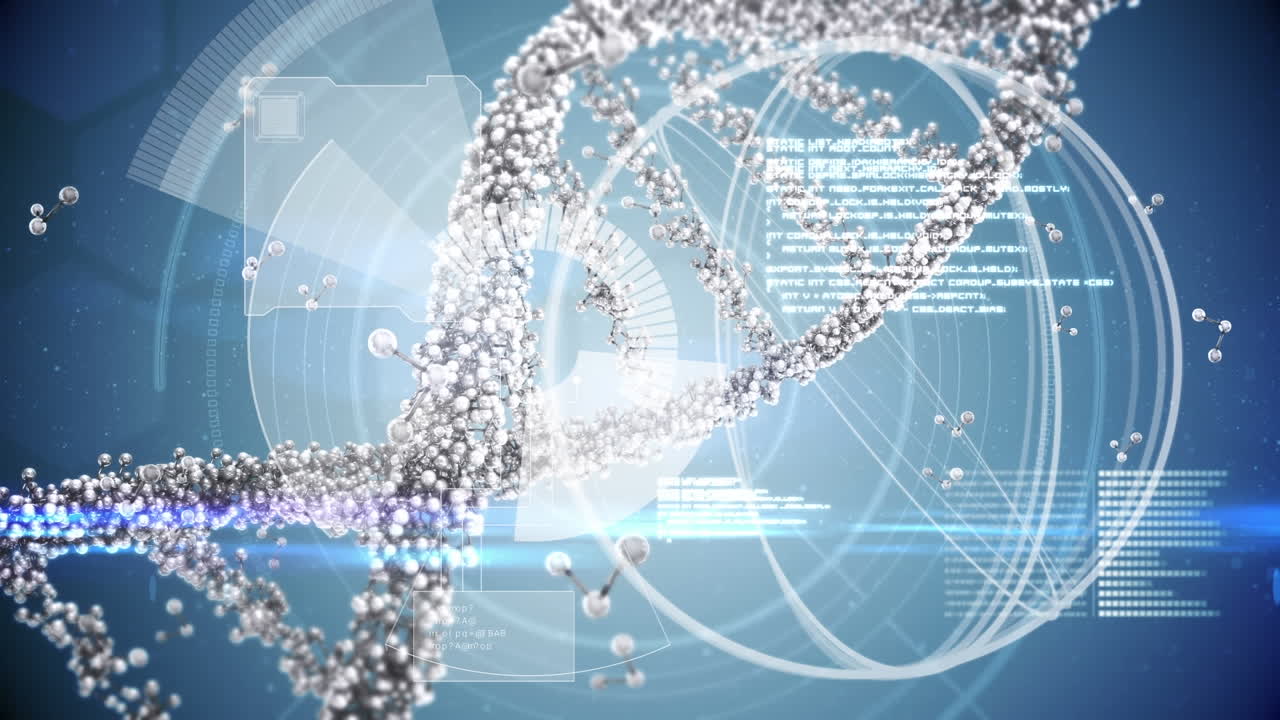 스 스캔, 인체, dna 스트랜드 및 데이터 처리의 애니메이션