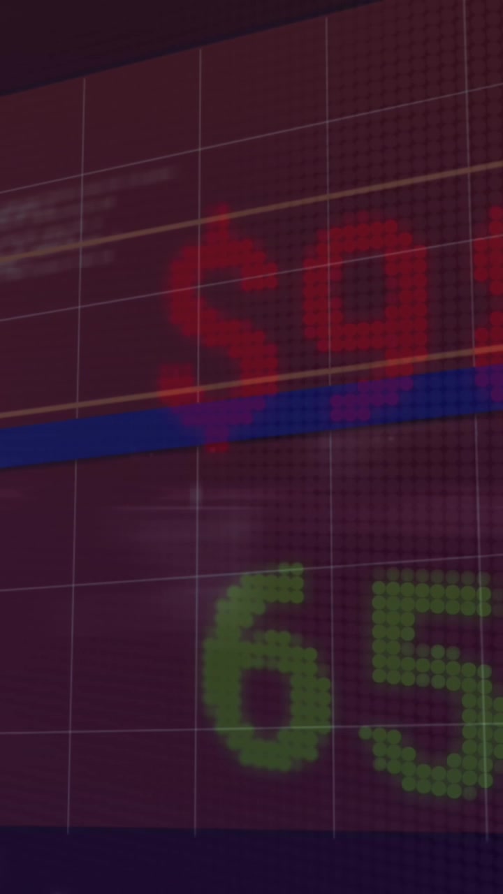 Animation of financial data processing with deleting files text