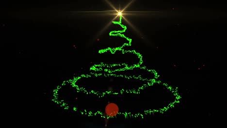 Star-drawing-shape-of-christmas-tree-on-black-background