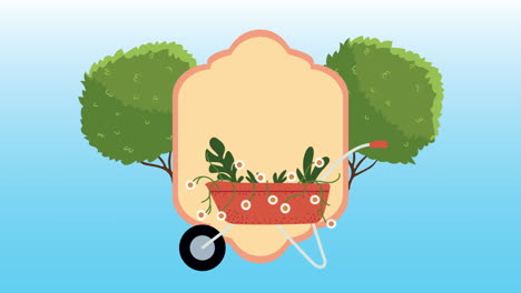 carrito de jardín con flores
