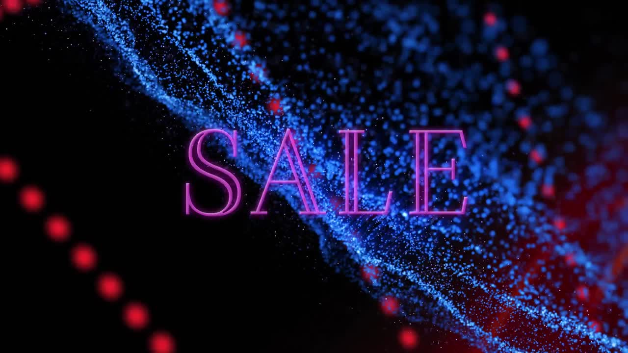 검은 바탕에 네온 모양 위에 판매 텍스트의 애니메이션