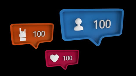 iconos con un número creciente en las redes sociales
