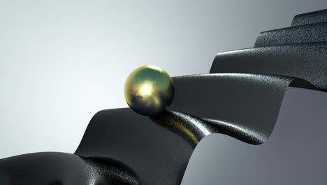 animación 3d abstracta de bola de oro con textura material de ondas negras. animación de bucle sin costuras de 4k.