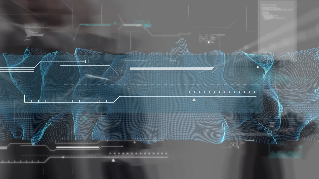 Animation of data processing over pedestrians walking in fast motion