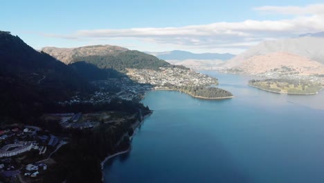 drone flight over queenstown and lake wakatipu