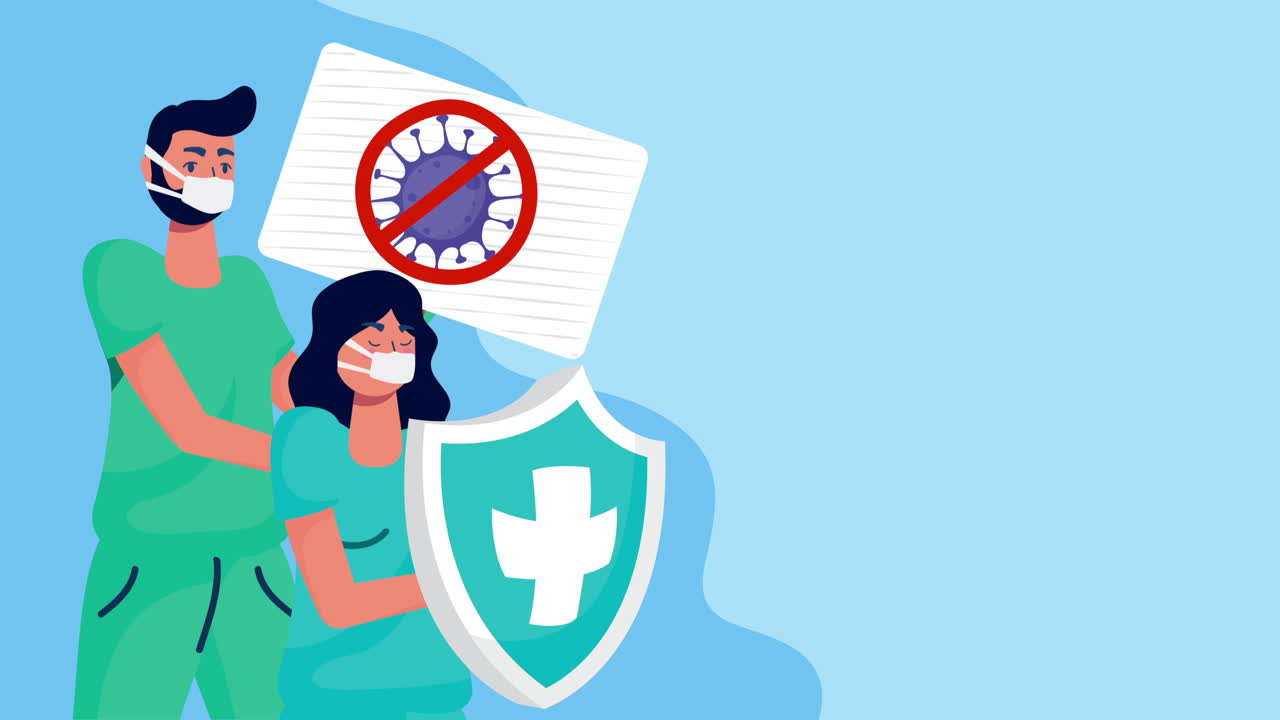 바이러스로부터 보호하는 의료 직원