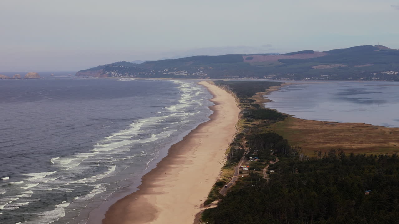 Beautiful Oregon Coastline with Waves and Beach