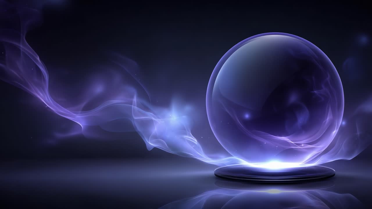 A Mystical Crystal Sphere Surrounded by Ethereal Smoke and Light, Capturing the Essence of Magic and Enchantment in a Dark, Atmospheric Setting