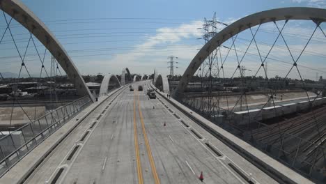 6th street bridge los angeles aerial fpv view