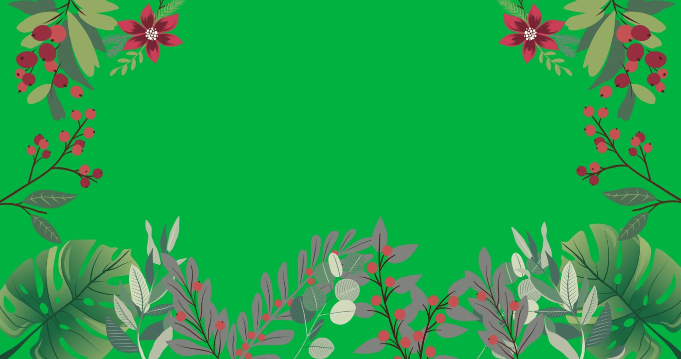 Botanical frame starting on play, looping unchanged, showing transparent overlay area for content