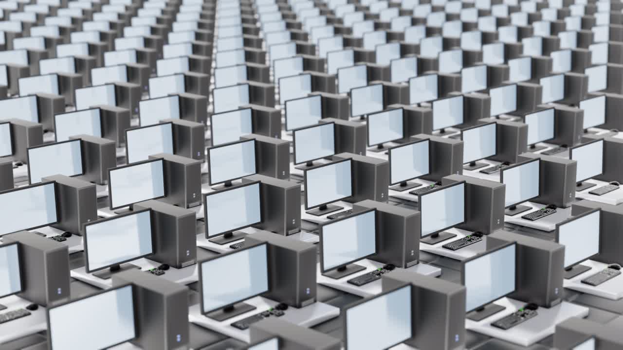 인터넷 네트워크에는 많은 연결된 컴퓨터가 있습니다.