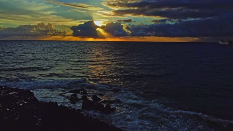 Static-Shot-Of-Sunset-From-Tenerife-Island,-Canary-Islands,-Spain