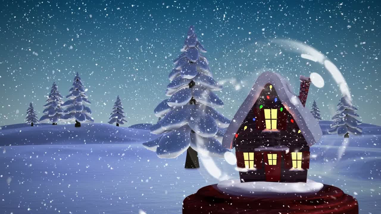 animación de navidad de la cabaña iluminada 4k