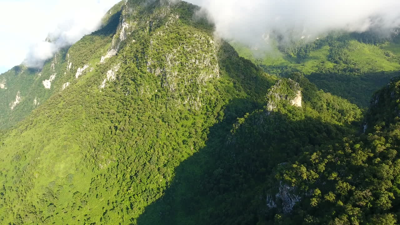 vista aérea de la montaña y el bosque.