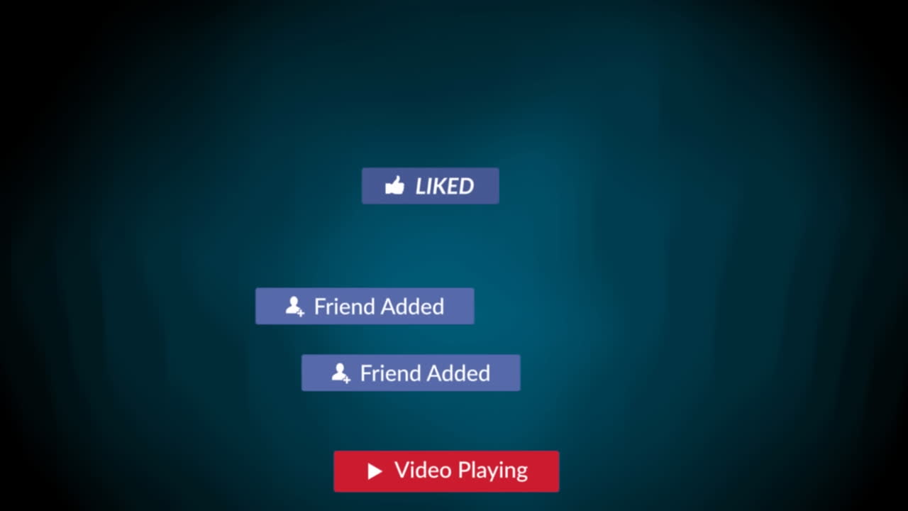 animación de iconos de medios sobre un fondo negro