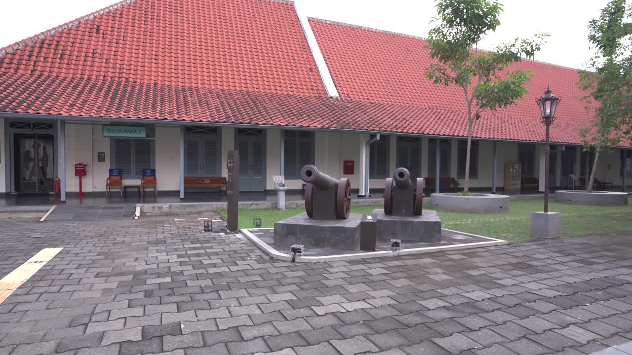 Classic and historic buildings and interiors in the Vredeburg Fort complex in Yogyakarta, Indonesia.