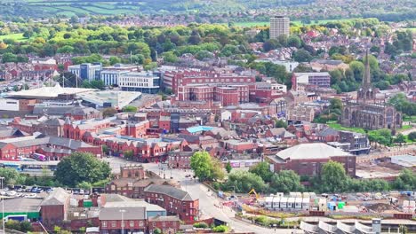 Townscape-Of-Rotherham-With-View-Of-Rotherham-Minster-And-Market-Hall-In-South-Yorkshire,-England