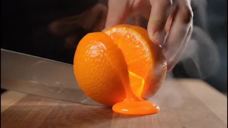 surreal orange melting while being sliced
