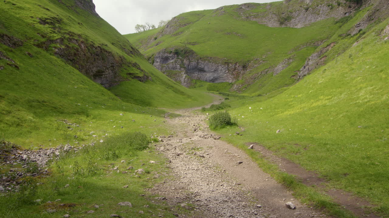 Scenic Walking Path Through a Lush Green Valley