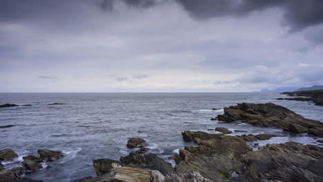 time lapse of sea rock cliffs in achill island on wild atlantic way in ireland