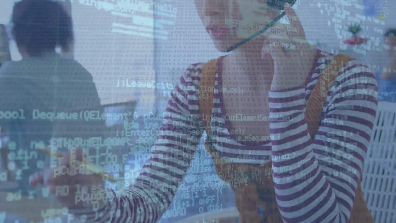 사무실에서 다양한 비즈니스 사람들에 대한 데이터 처리의 애니메이션