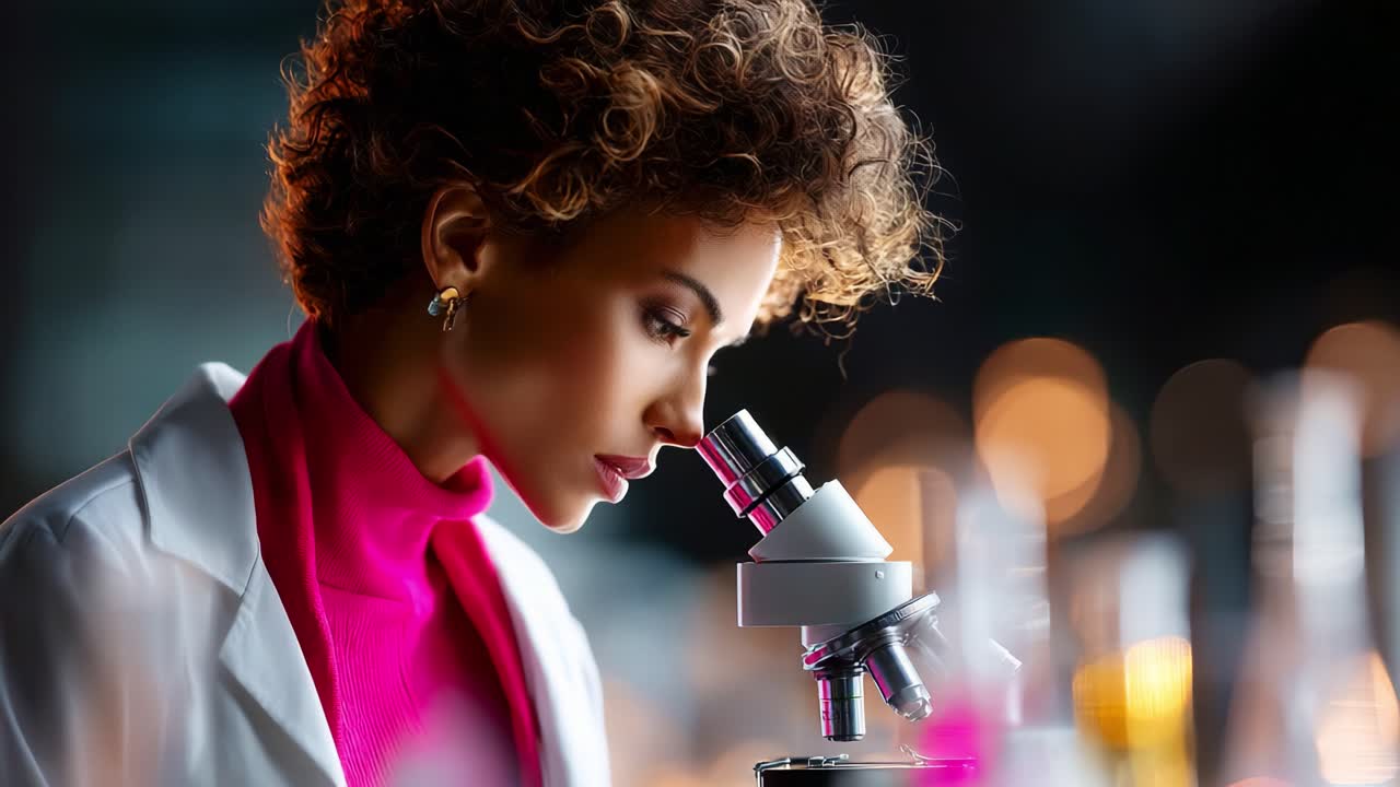 Focused Scientist Analyzing Samples Under Microscope in a Modern Laboratory Setting, Highlighting the Importance of Scientific Research and Innovation in Today's World