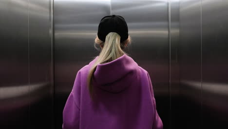 delivery woman in the elevator