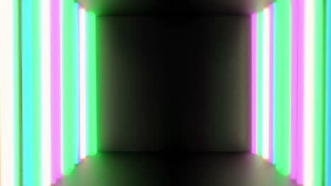 animation of multicoloured neon light lines flickering on black background