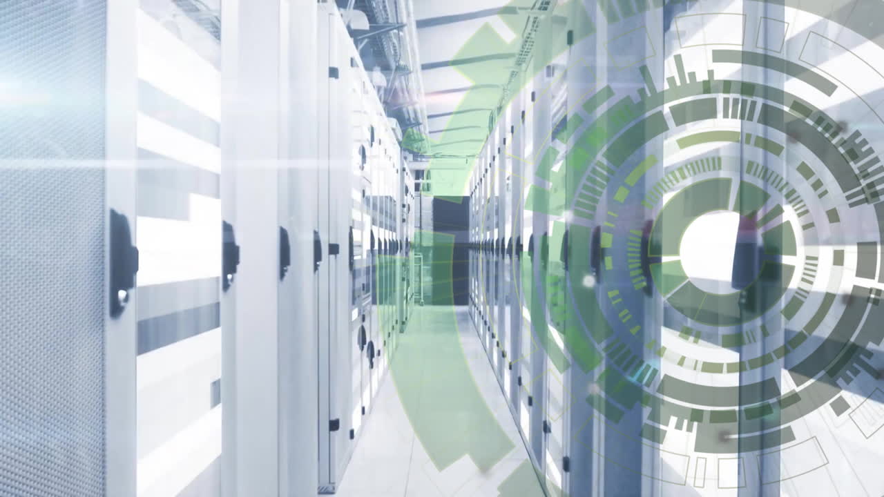 범위의 애니메이션과 컴퓨터 서버를 통한 데이터 처리