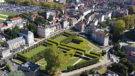 aerial view of a park in pau old historical castle sunny day france