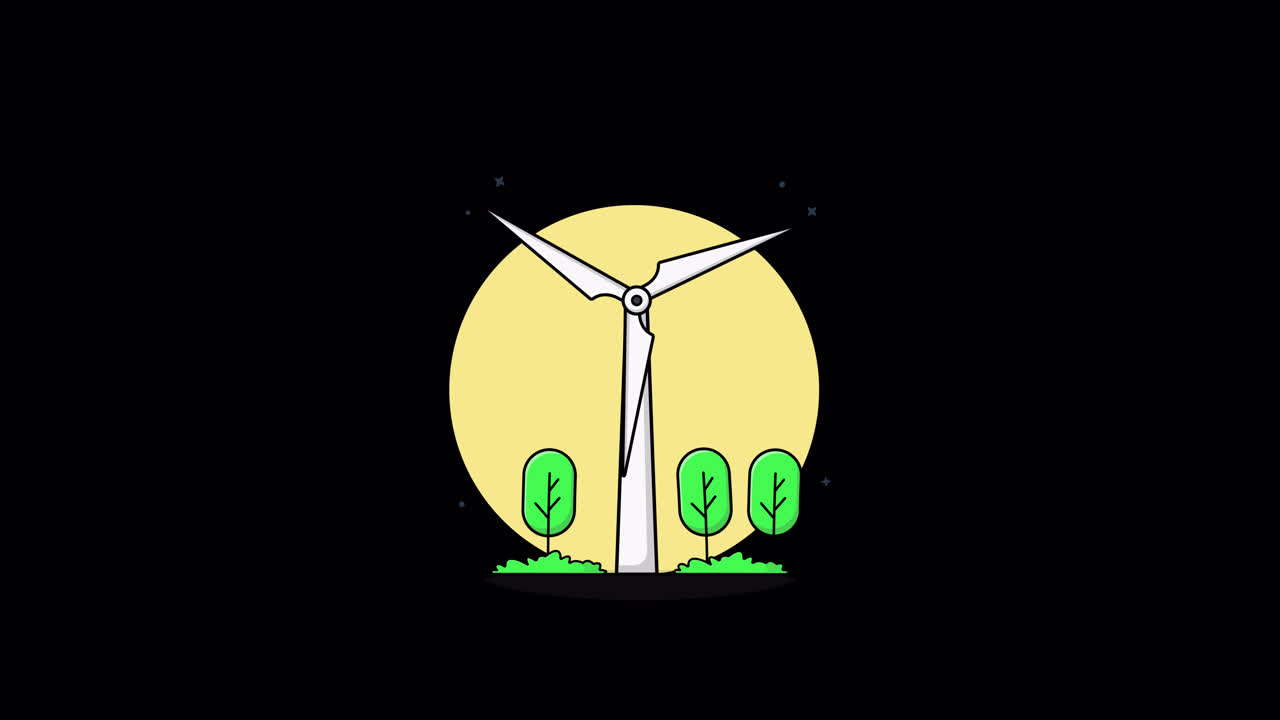 Turbina eolica animata che ruota per l'energia rinnovabile