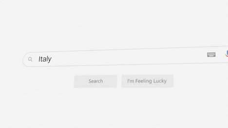 searching for italy on internet browser