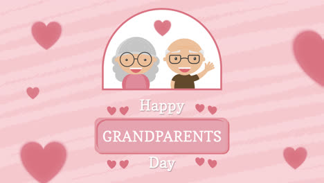 motion graphic of pink background with grandparents in love in flat design