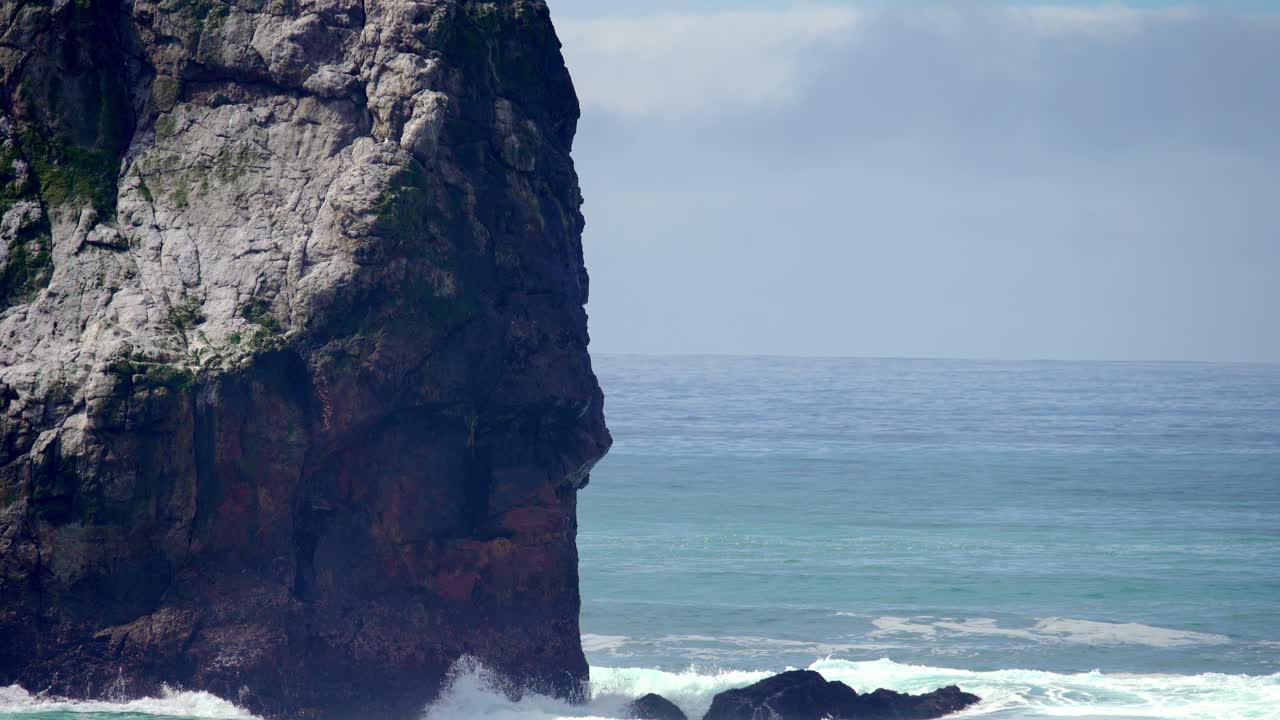 Closeup view of ocean waves on the Pacific Coast of California