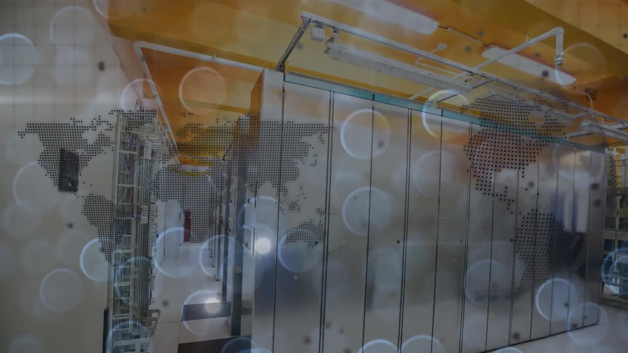 세계 지도, 지구, 서버에 대한 조명 애니메이션