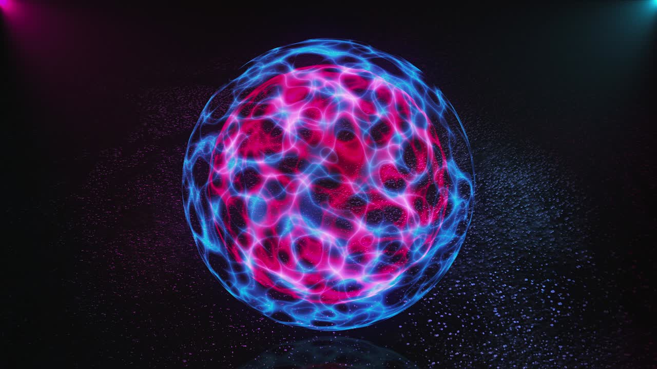 la esfera mágica abstracta 3d está en el espacio oscuro, el fondo generado por computadora de renderización 3d