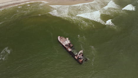 aerial view of a shipwreck in the ocean