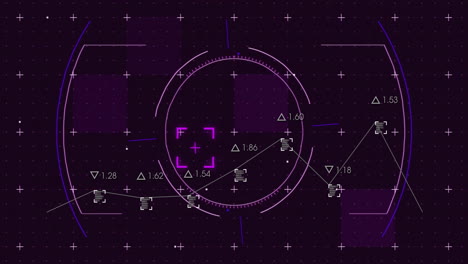 Analyzing-futuristic-data-with-graphs-and-geometric-shapes-animation--on-dark-background