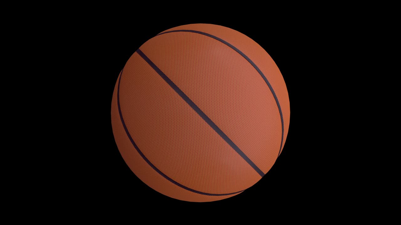 Basketball ball spinning on a black background. Object for your project. 4K
