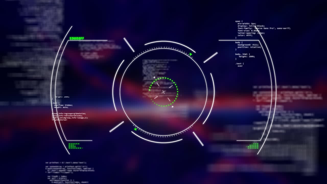 animación del escaneo de alcance con procesamiento de datos sobre formas sobre fondo negro.