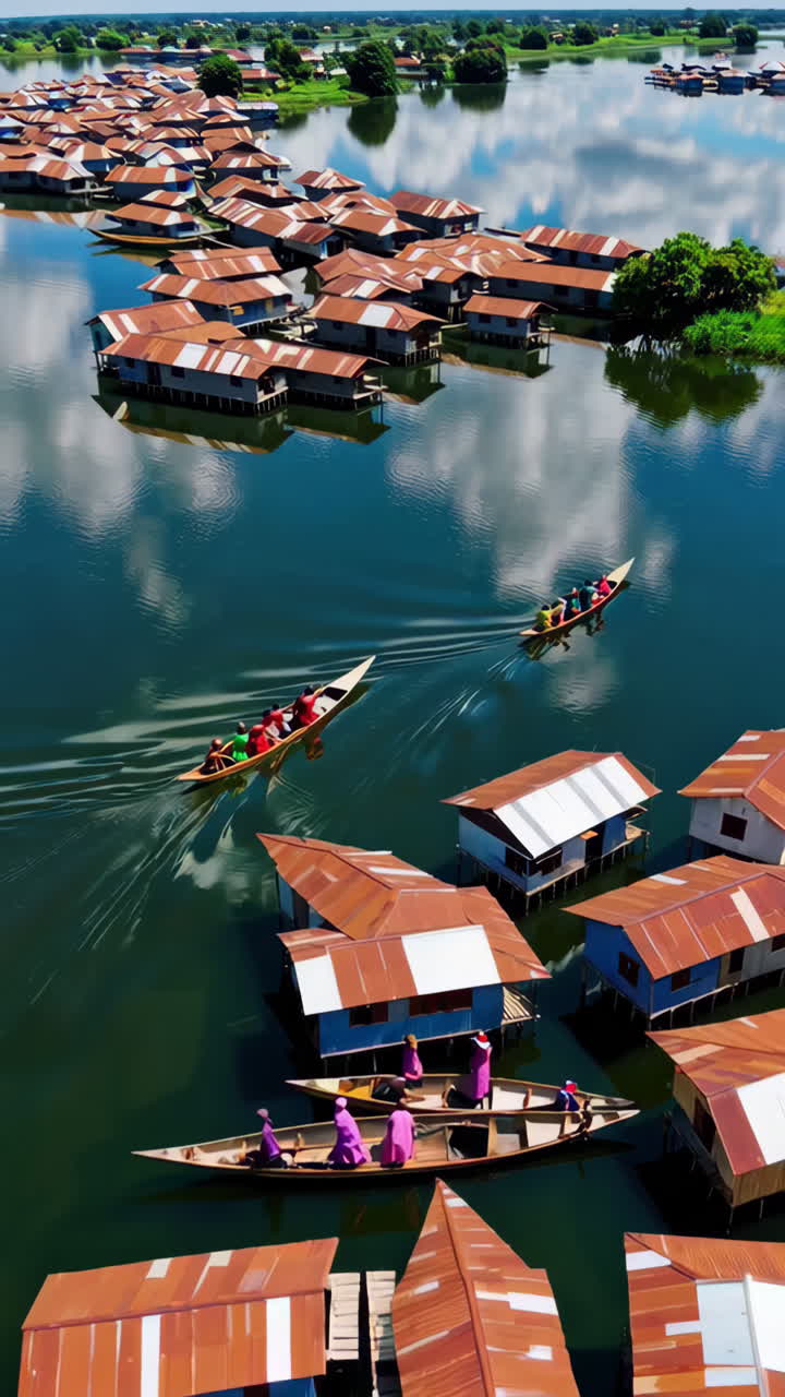 Floating Houses on a River