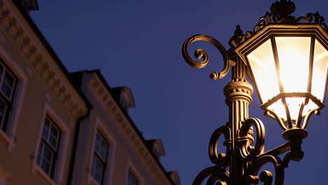 ornate street lamp at dusk