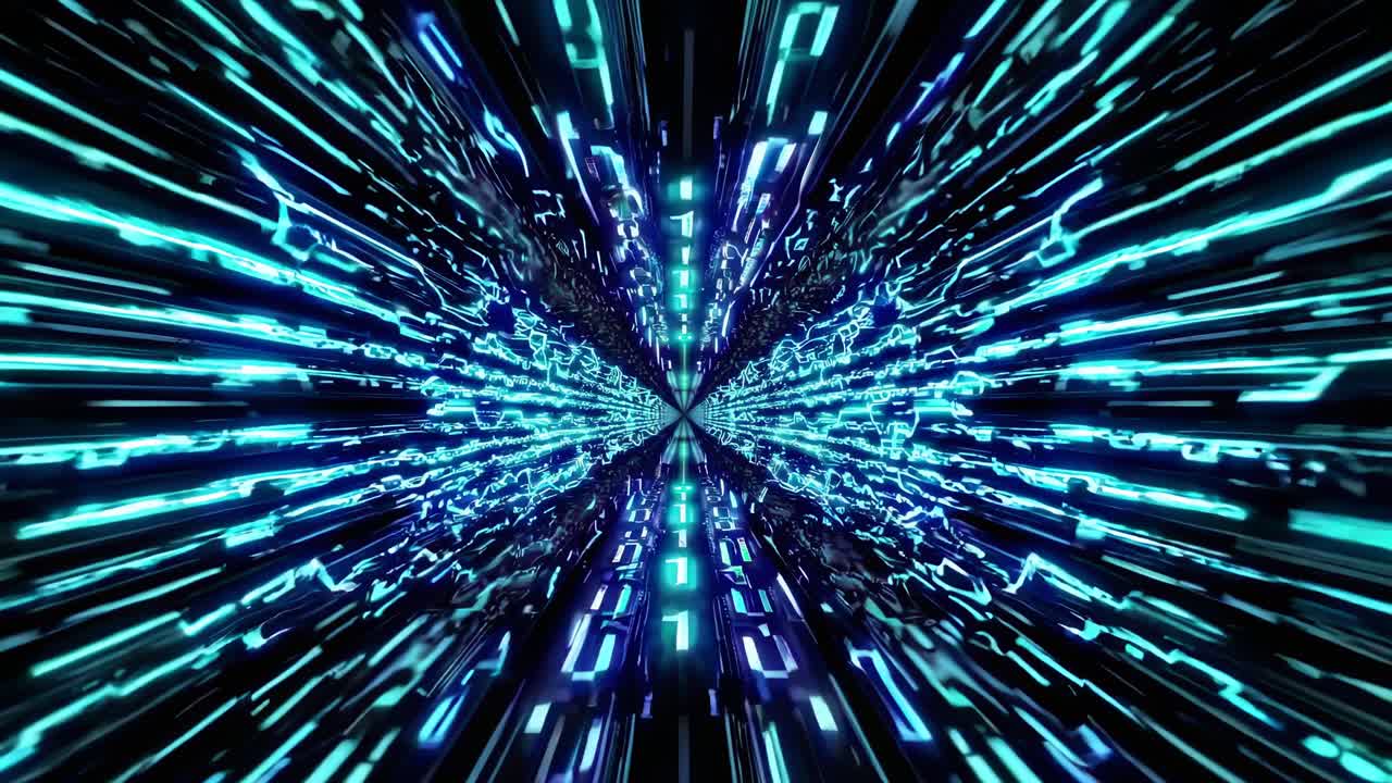 Abstract digital matrix tunnel perspective