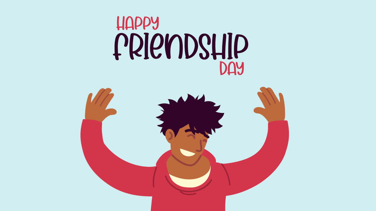 남자 캐릭터와 함께 우정의 날 축하
