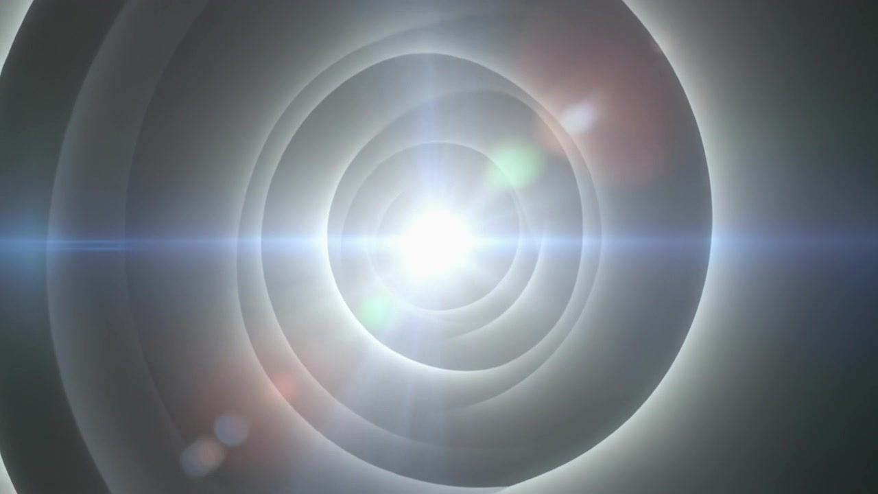 Abstracte bewegende achtergrond met gloeiende concentrische cirkels en lensflare